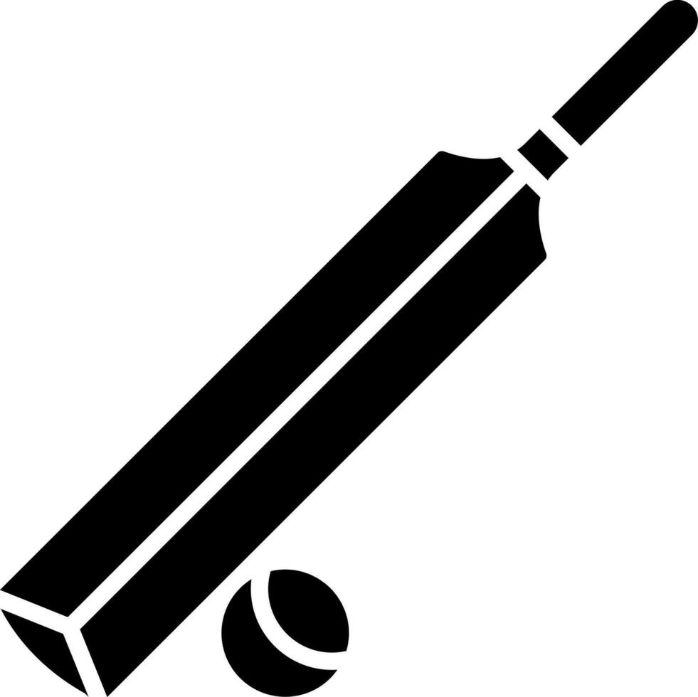 Flat style cricket bat and ball icon in Black and White color. vector