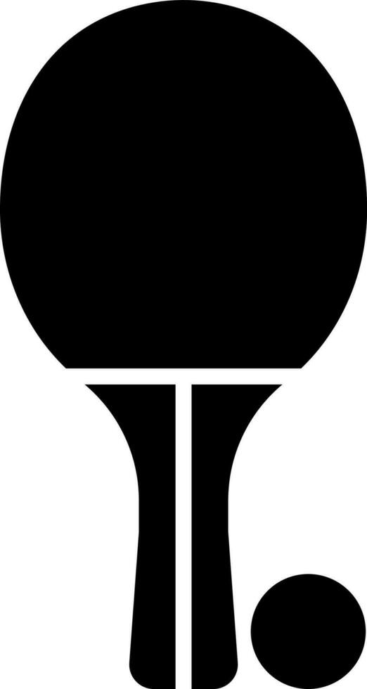 Table tennis racket with ball glyph icon or symbol. vector