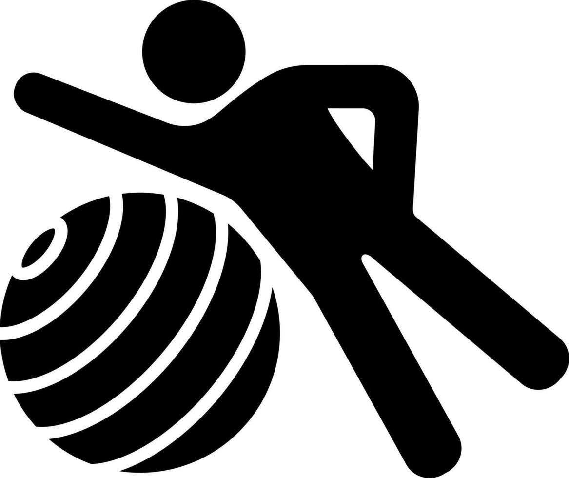 Vector illustration of man exercisee on gym ball icon