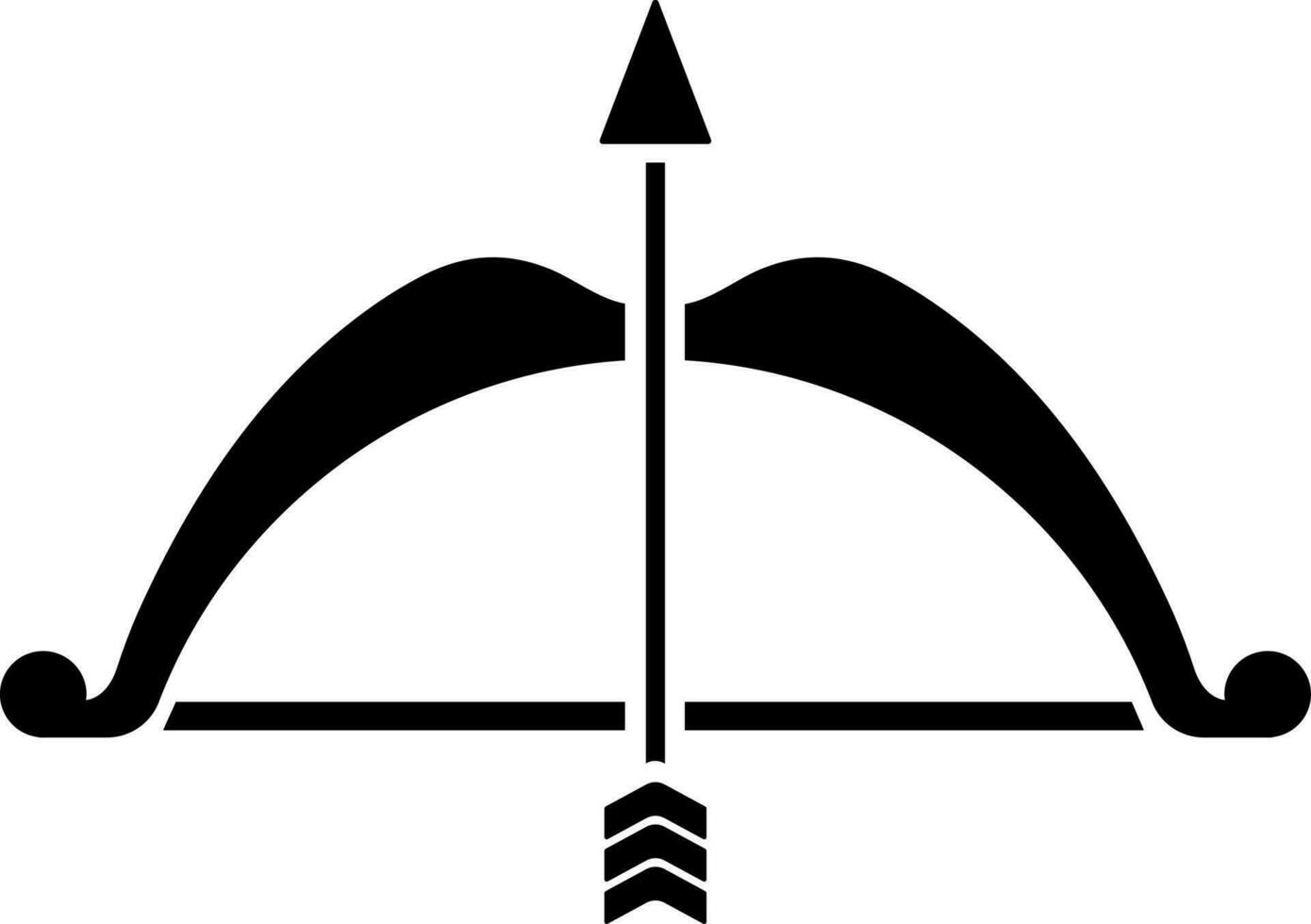 Black and White bow with arrow icon in flat style. vector