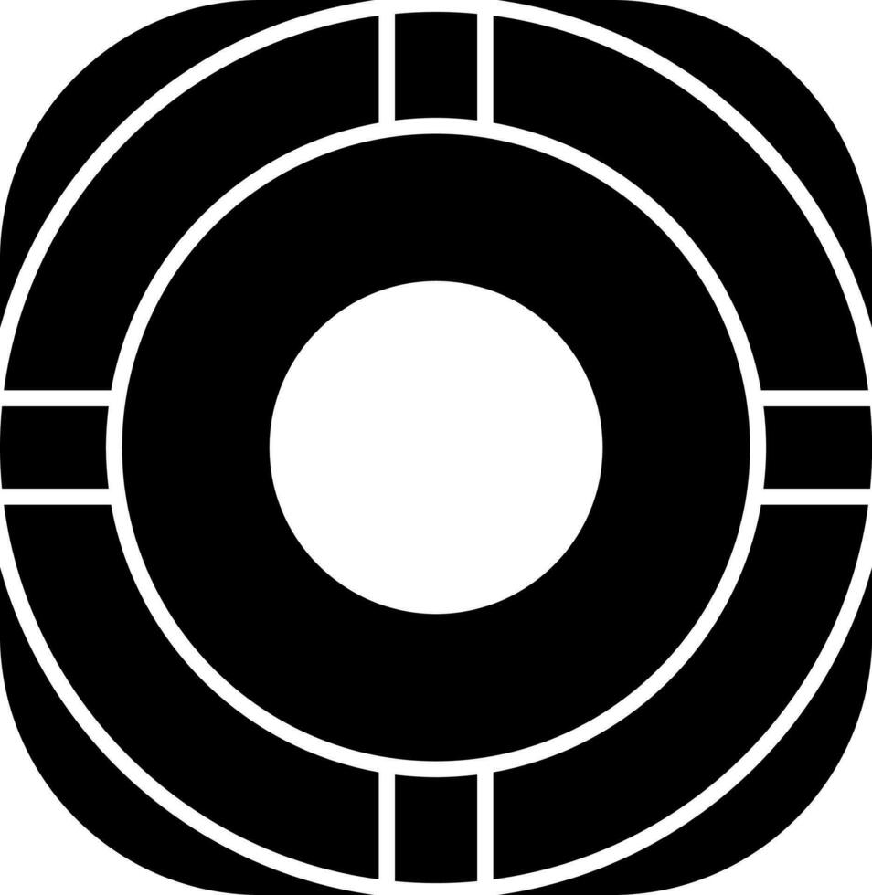 Black and White lifebuoy icon in flat style. vector