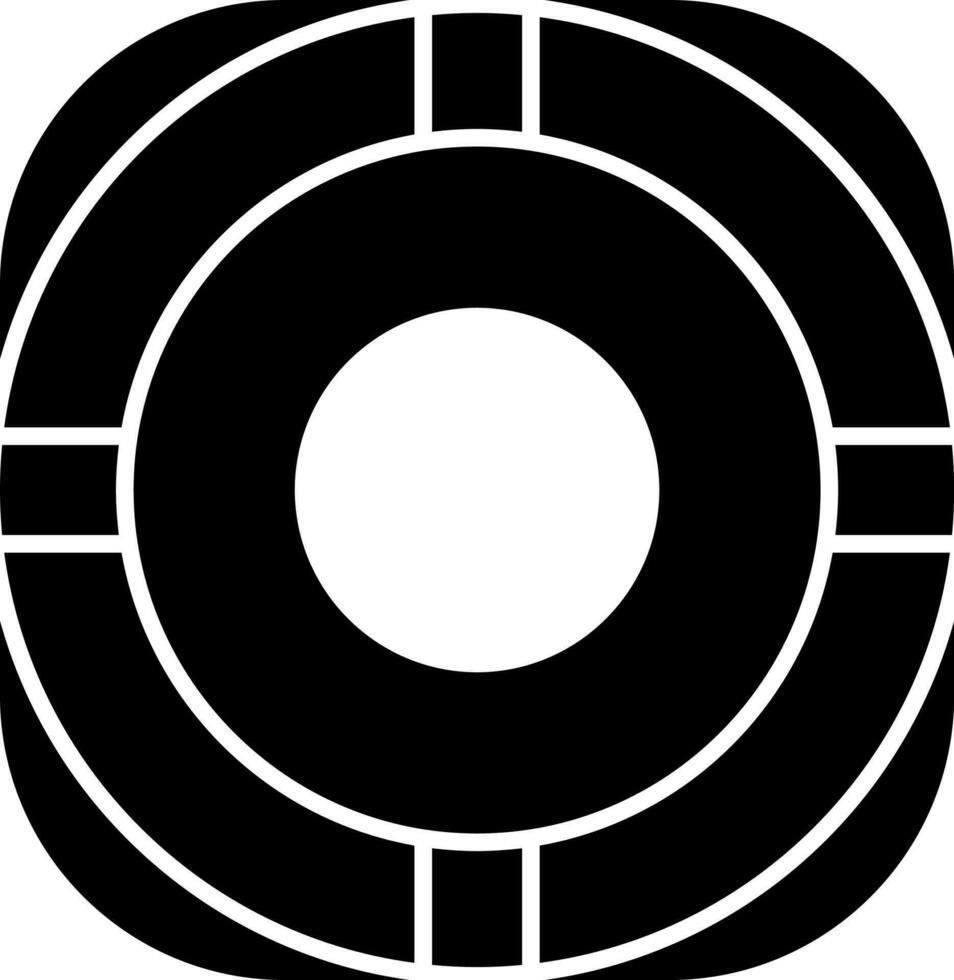 Black and White lifebuoy icon in flat style. vector