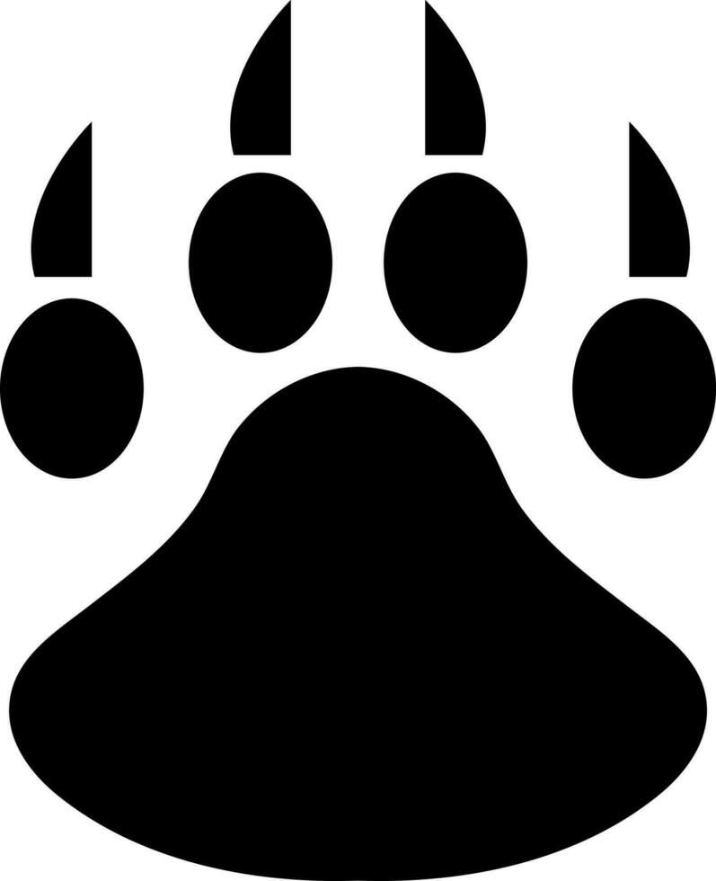 Flat style paw icon in black color. vector