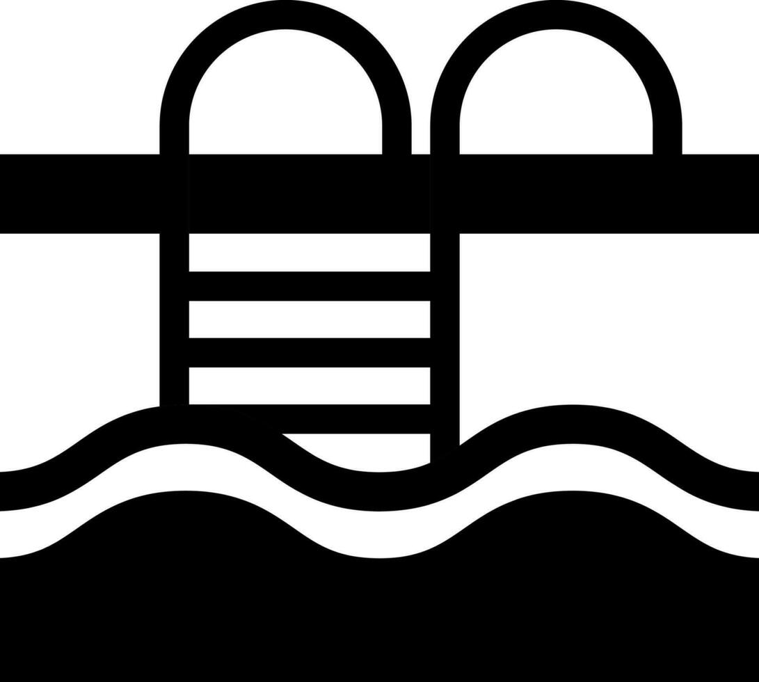 plano ilustración de nadando piscina icono en negro y blanco color. vector
