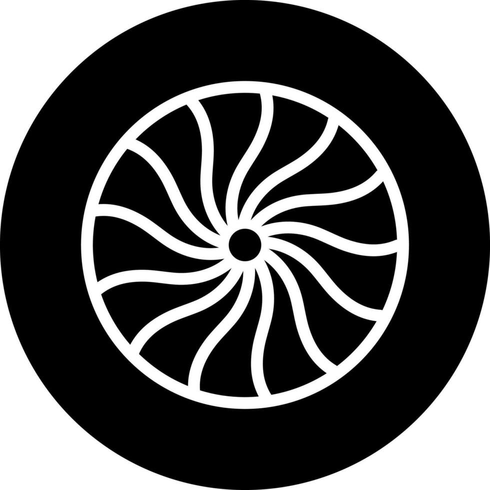 Black and White tire wheel icon in flat style. vector