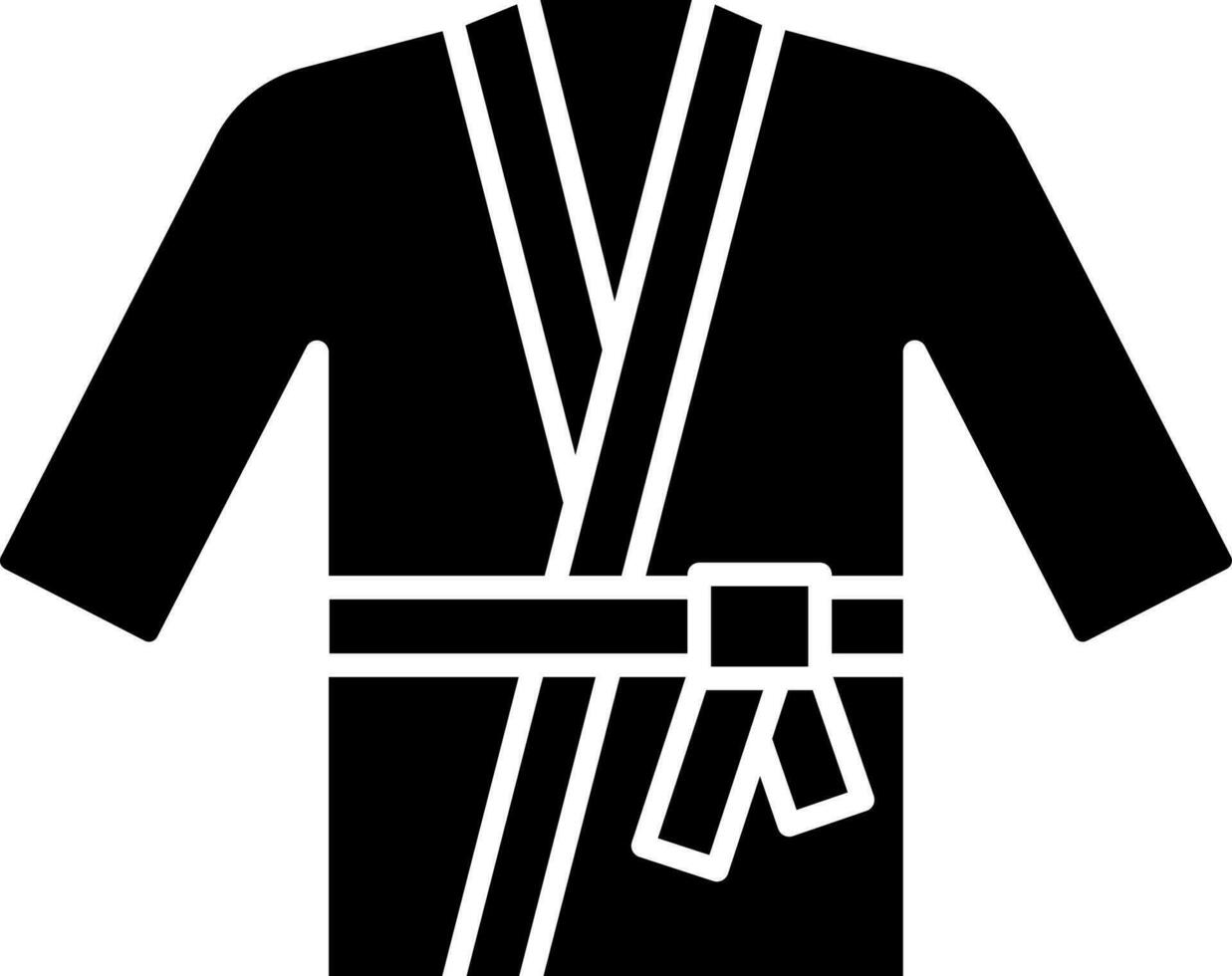 Black and White judo costume icon in flat style. vector