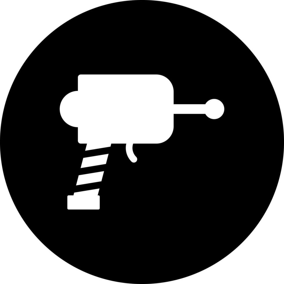 plano estilo pistola desintegrador icono en negro y blanco color. vector