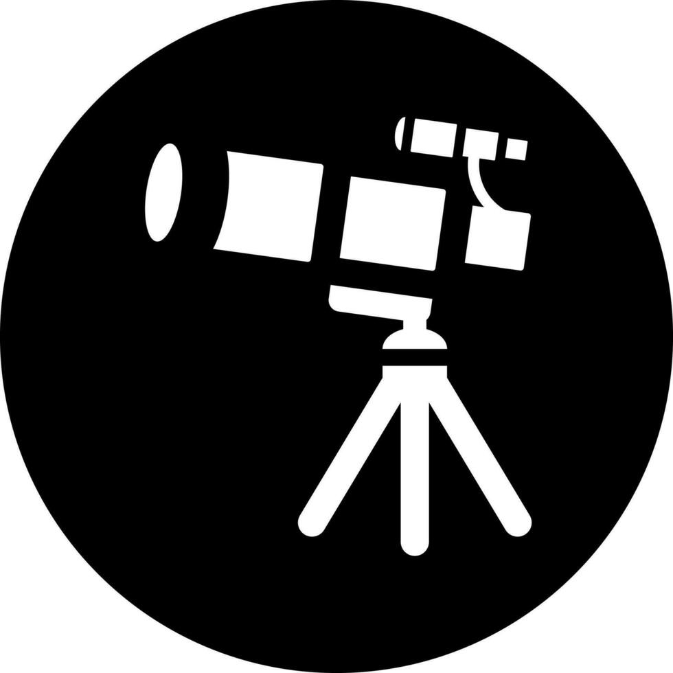 Flat style telescope icon in Black and White color. vector
