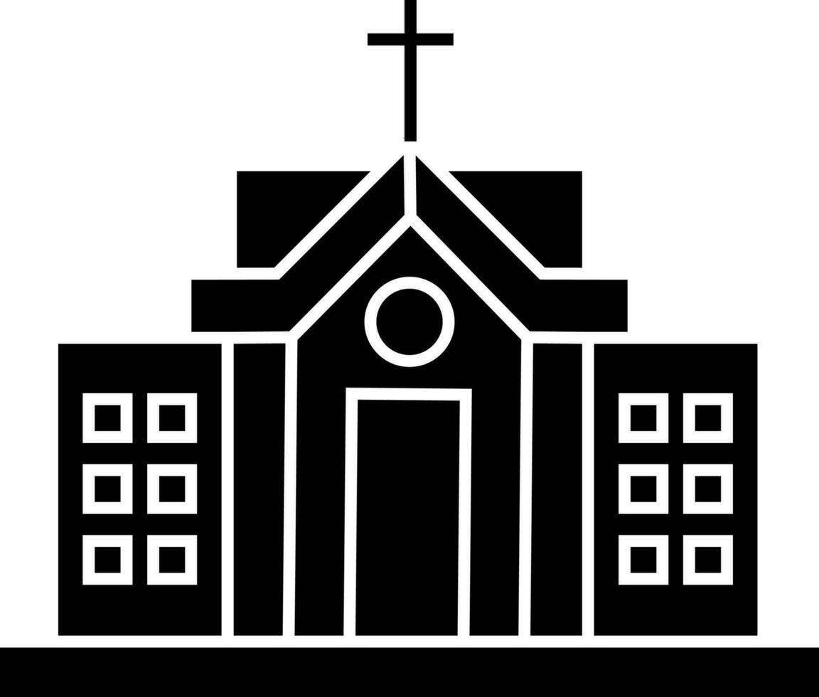 negro y blanco Iglesia icono en plano estilo. vector