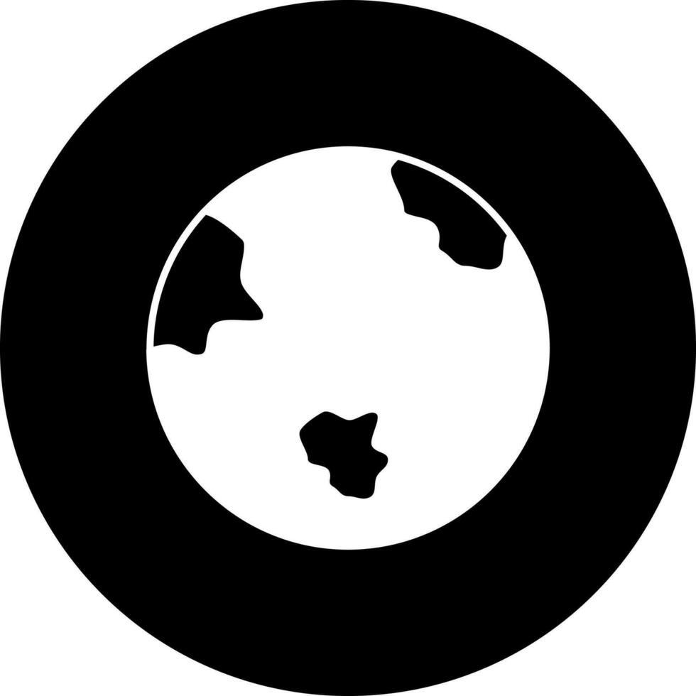 negro y blanco tierra planeta icono en plano estilo. vector