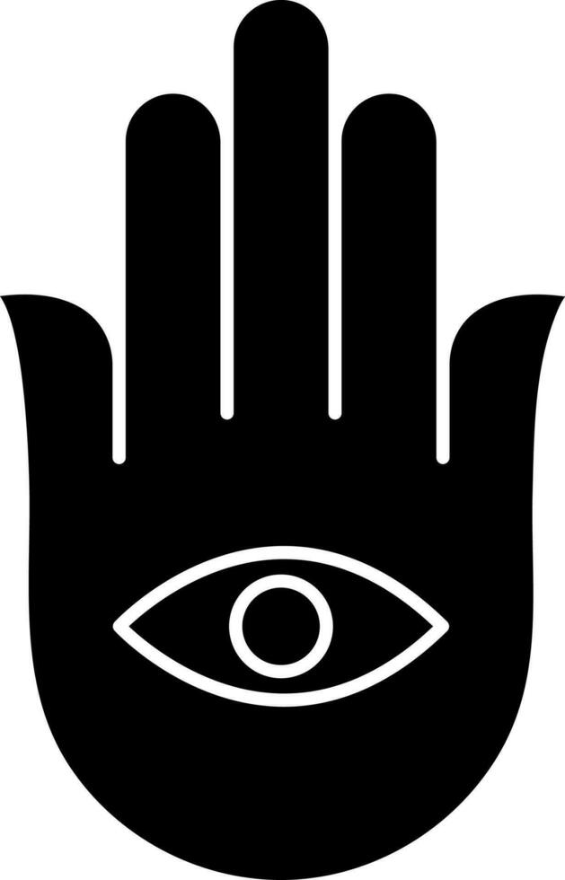 hamsa mano icono o símbolo en negro y blanco color. vector