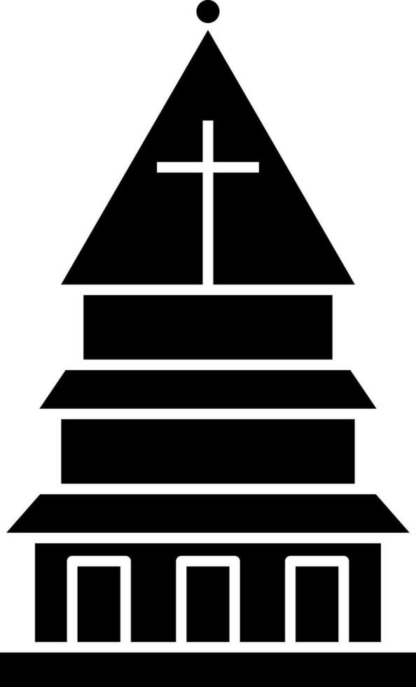 Black and White church icon in flat style. vector