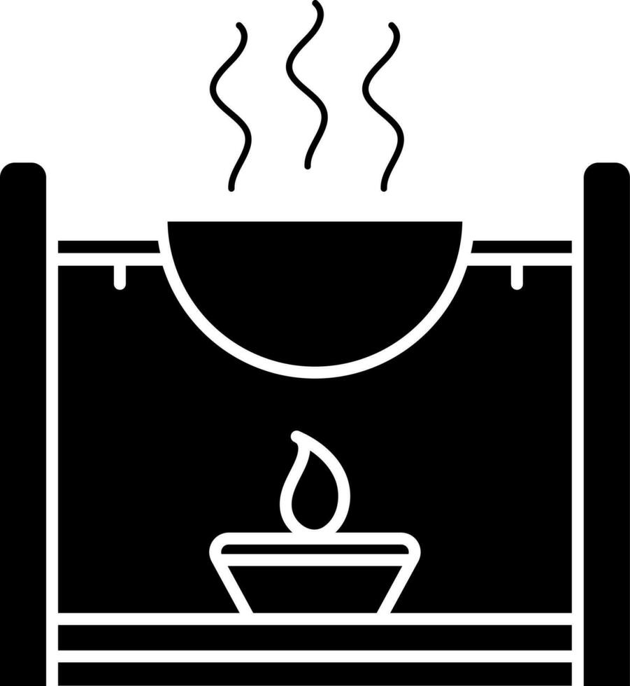Black and White aromatherapy icon in flat style. vector