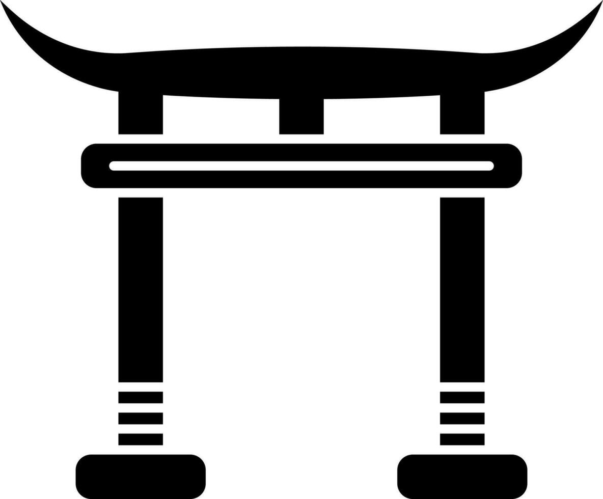 japonés torii portón icono en negro y blanco color. vector