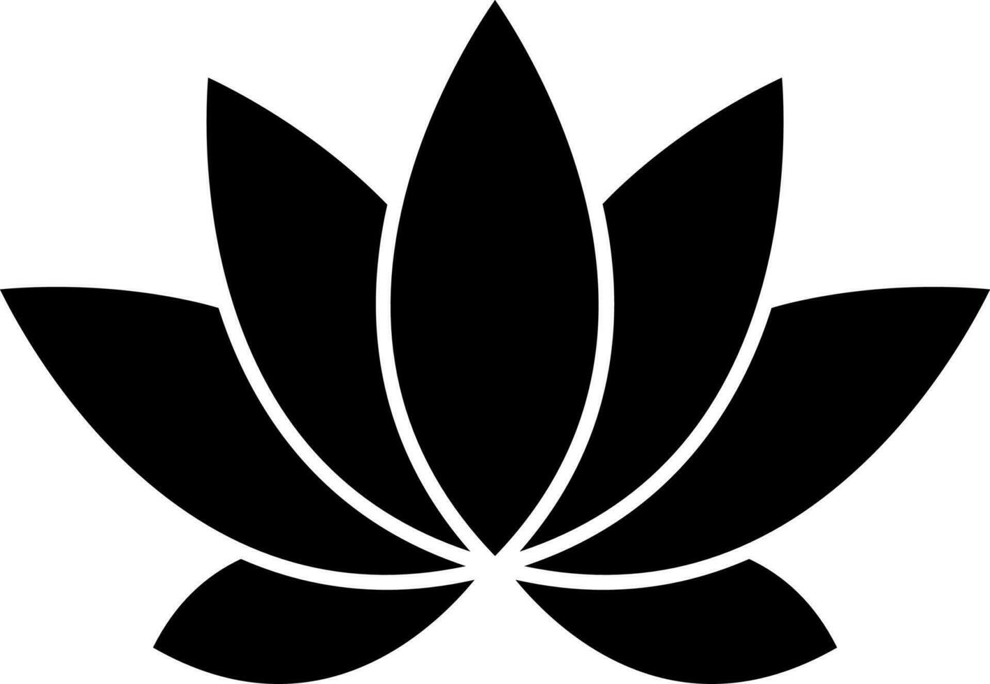 Flat style lotus flower icon in black color. vector
