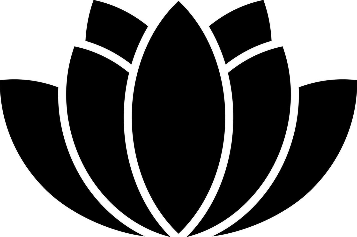 Black and White lotus flower icon in flat style. vector