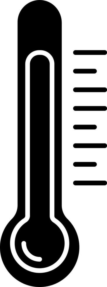Black and White thermometer icon in flat style. vector