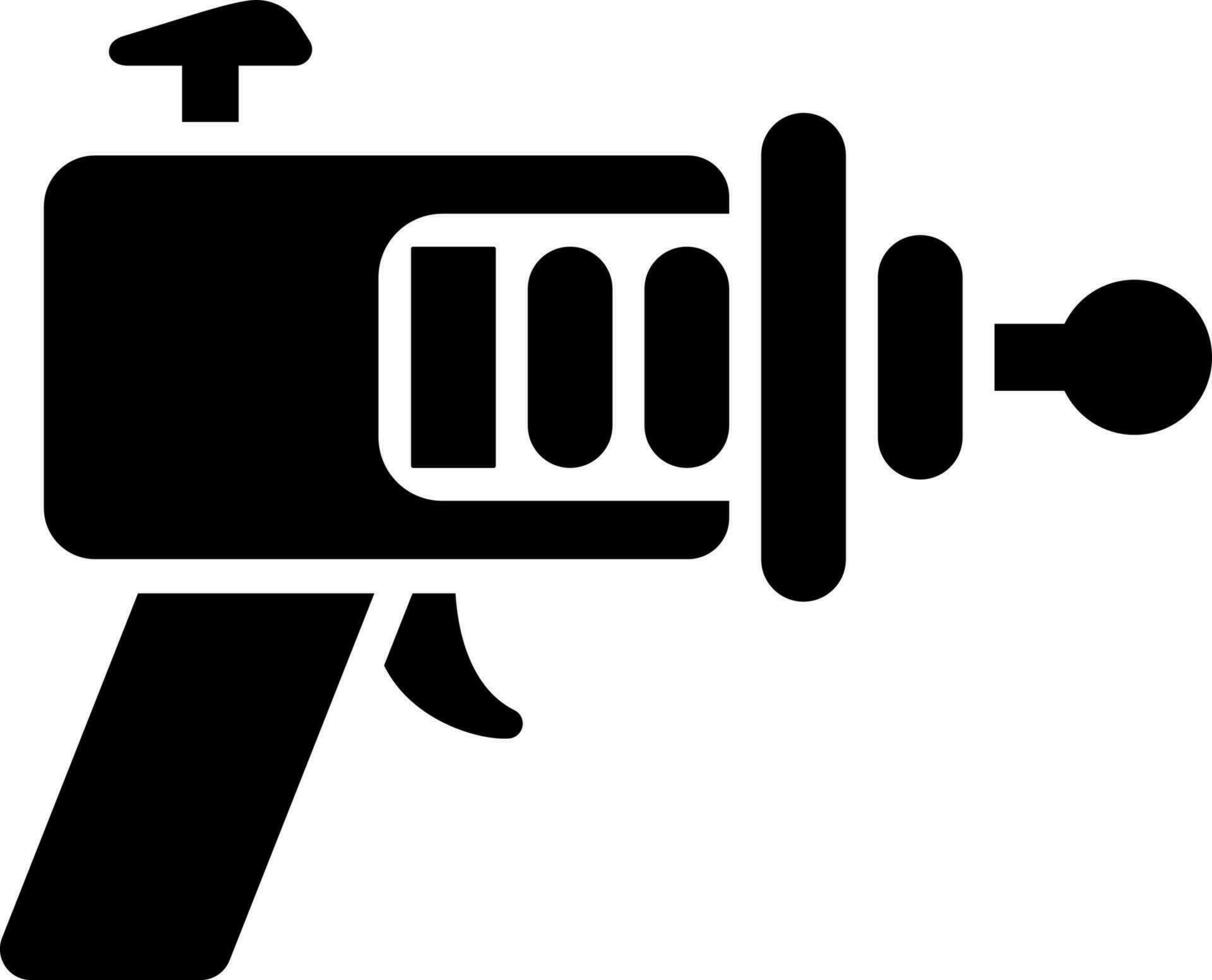 plano estilo pistola desintegrador icono en negro y blanco color. vector
