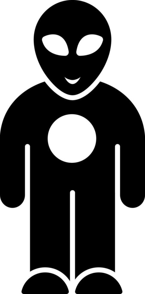 Black and White illustration of alien icon. vector