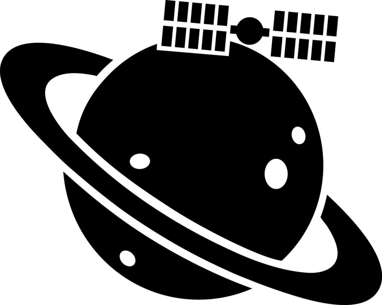 glifo planeta con satélite icono en plano estilo. vector