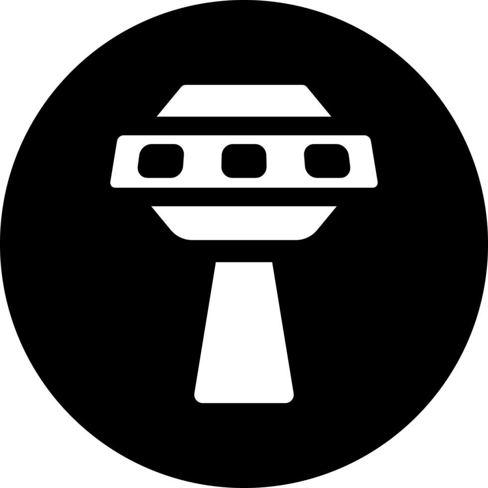 Black and White UFO icon in flat style. vector