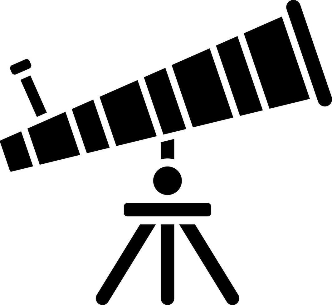 Flat style telescope icon in Black and White color. vector