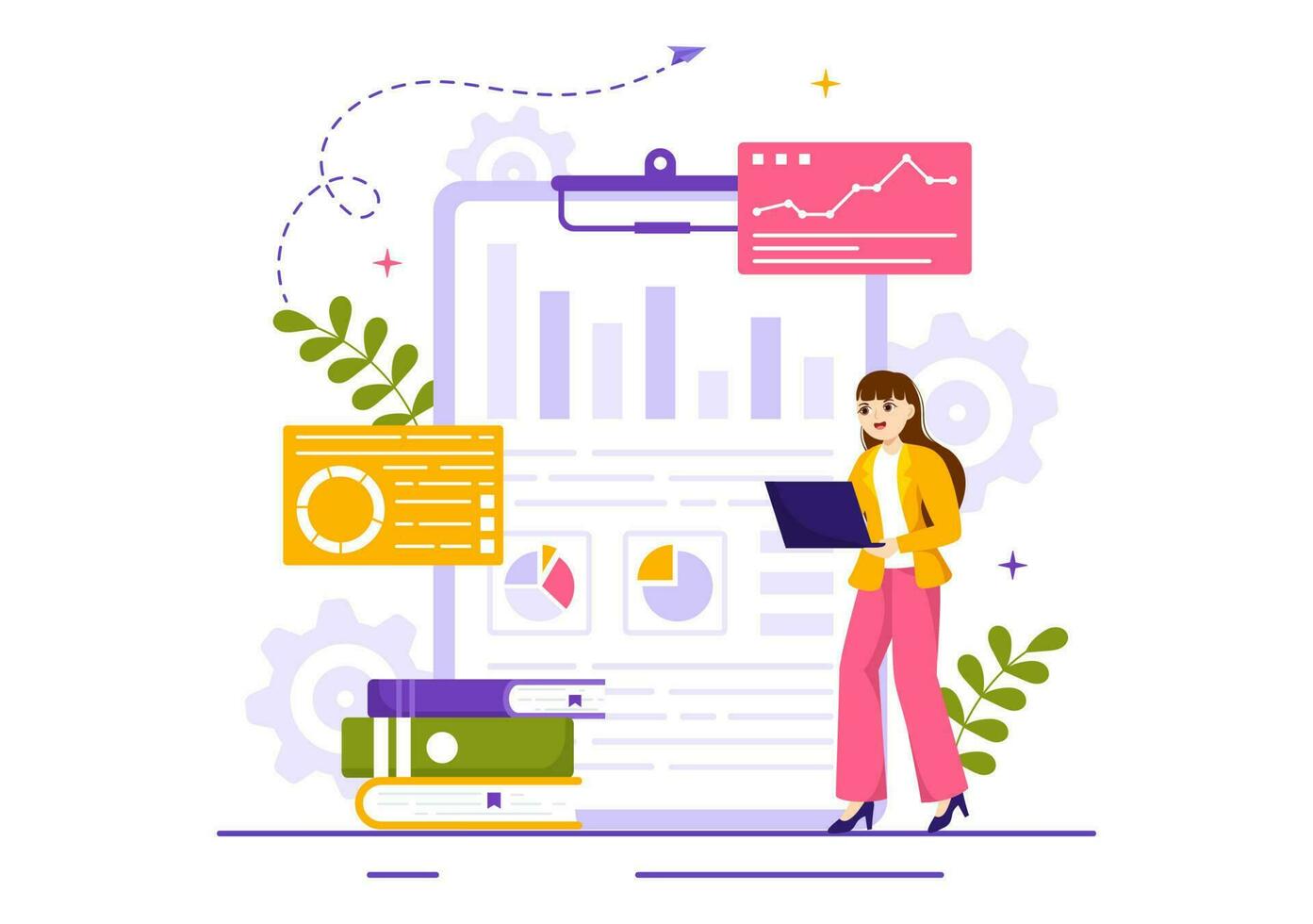 Market Research and Analysis Vector Illustration with Team Management and Analytics for Making Data Statistics in Flat Cartoon Hand Drawn Templates
