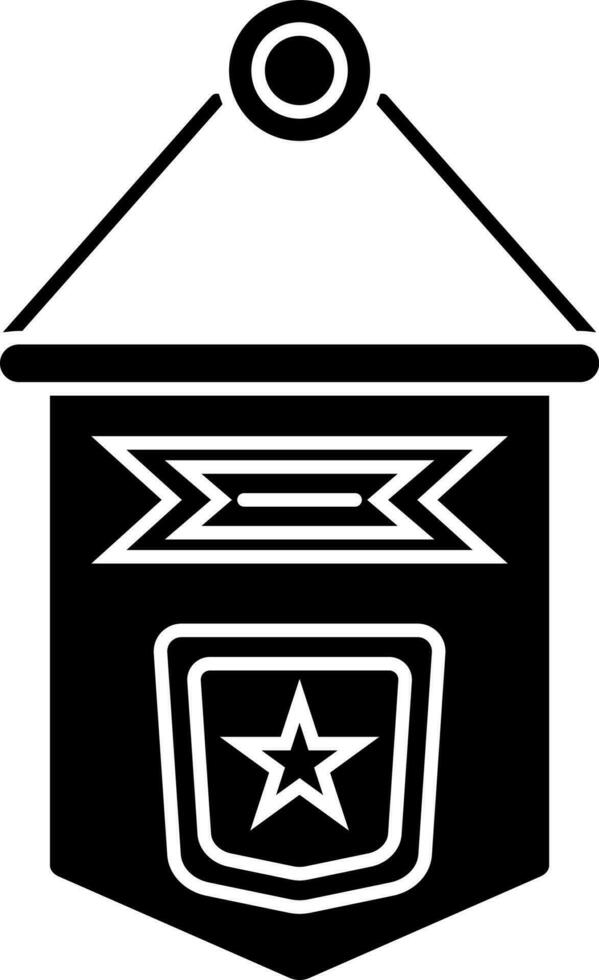 Black and White pennant icon with star in flat style. vector