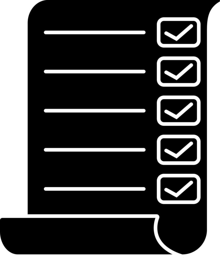 Flat style icon of checklist in Black and White color. vector