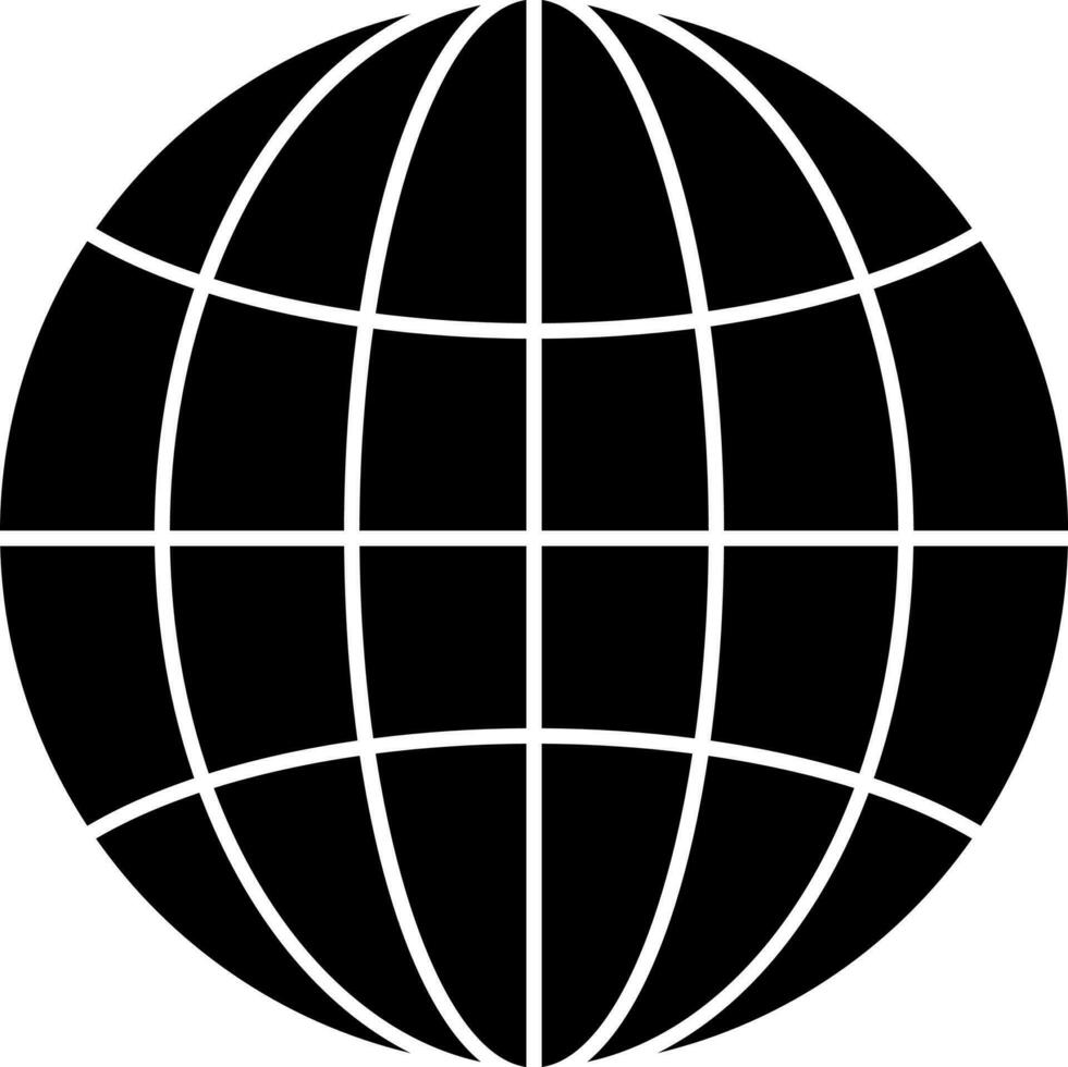 Flat style Black and White globe icon. vector