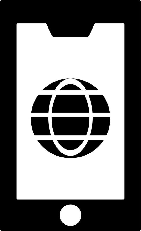Internet connected smartphone glyph icon. vector
