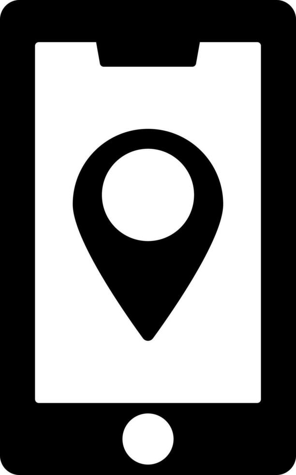Location app in smartphone glyph icon. vector