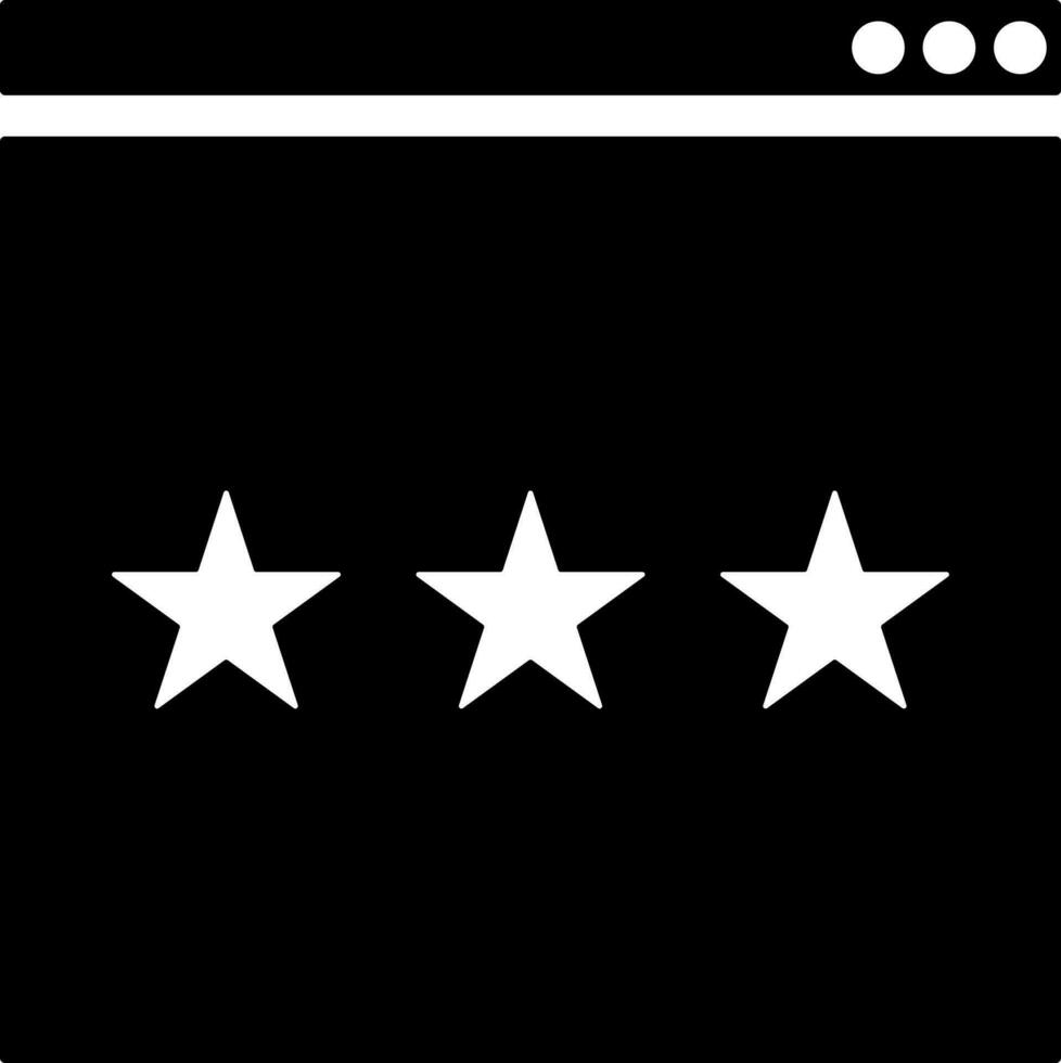 Star rating on browser window icon. vector