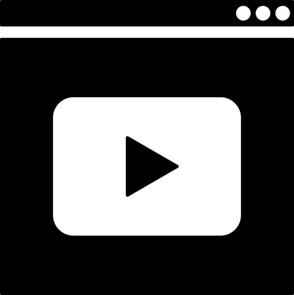 Black and White illustration of online video play icon. vector
