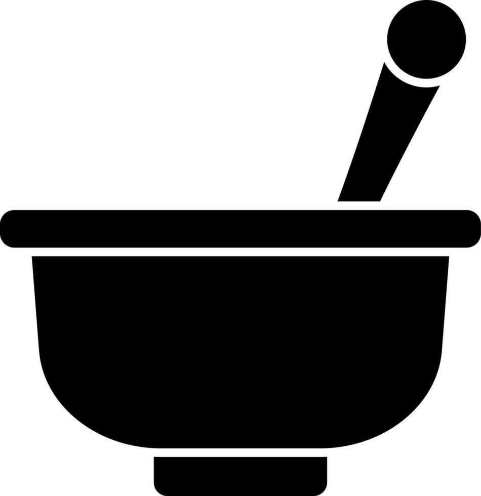 Mortar and pestle glyph icon in flat style. vector