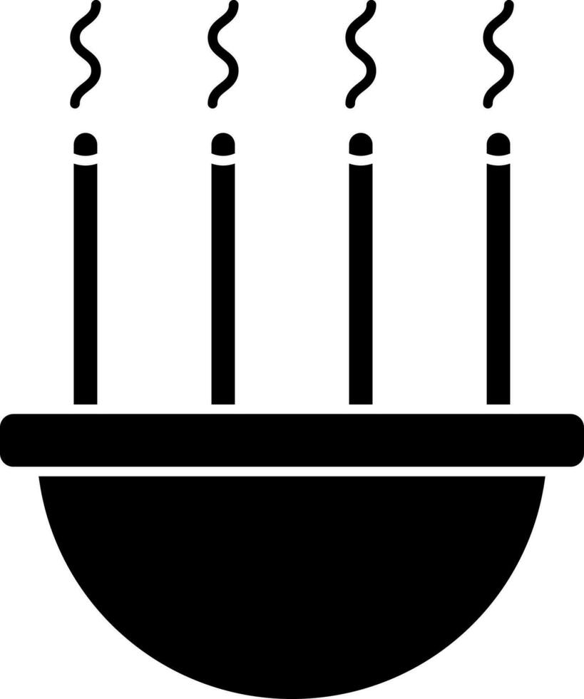 Black and White incense burner icon in flat style. vector
