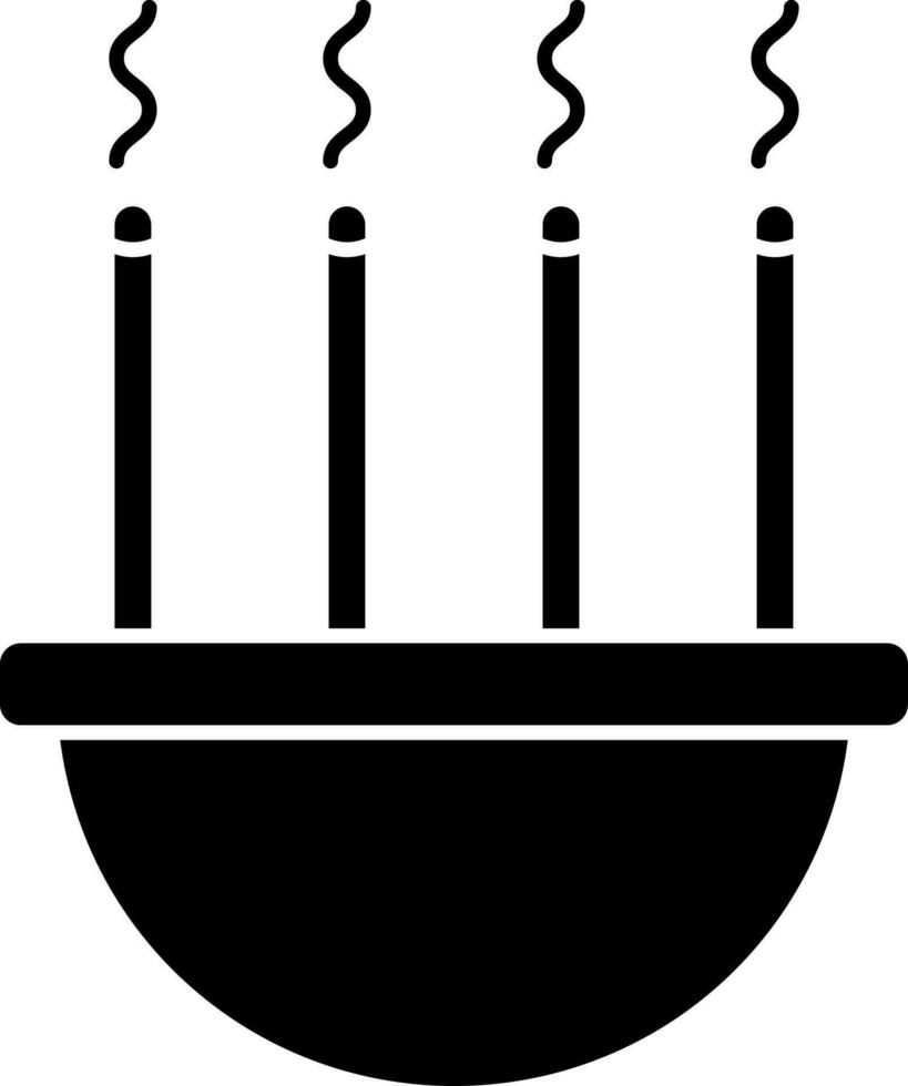 Black and White incense burner icon in flat style. vector