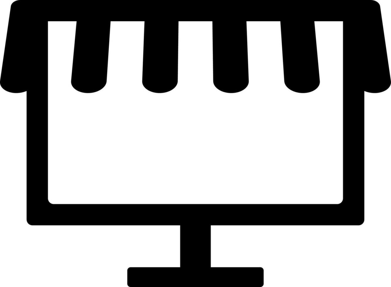 Desktop with awning glyph icon for online shopping concept. vector