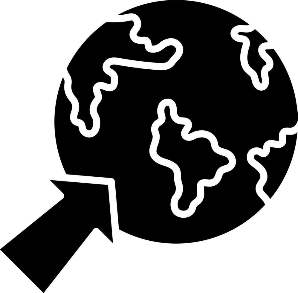 tierra globo icono en negro y blanco color para mundo compras concepto. vector