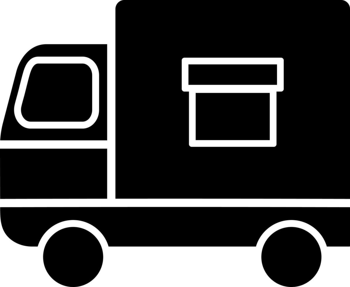Black and White illustration of delivery truck icon. vector