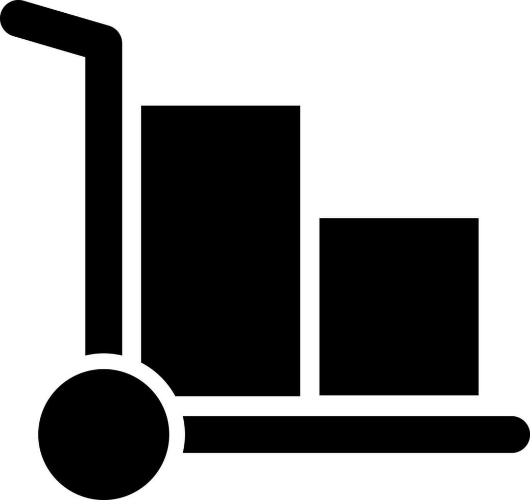 Shopping trolley with boxes glyph icon. vector