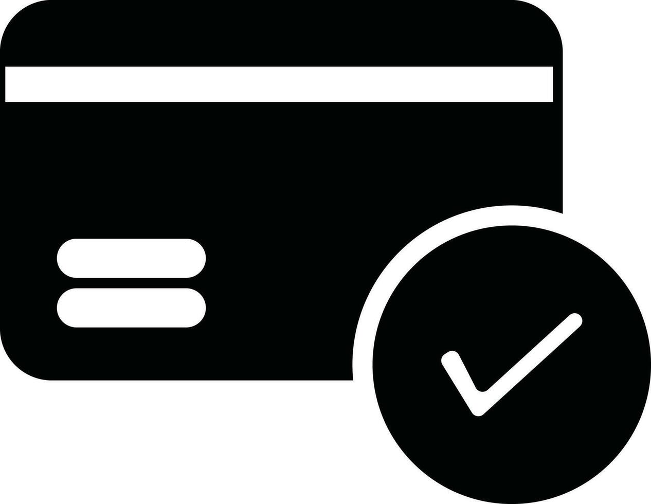 Check or Verified Payment Card glyph icon. vector