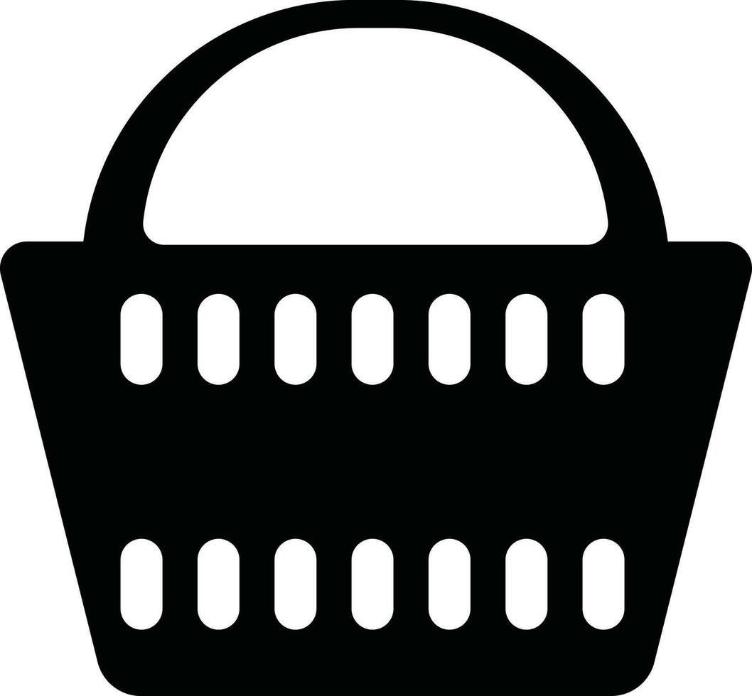 Black and White Basket icon in flat style. vector
