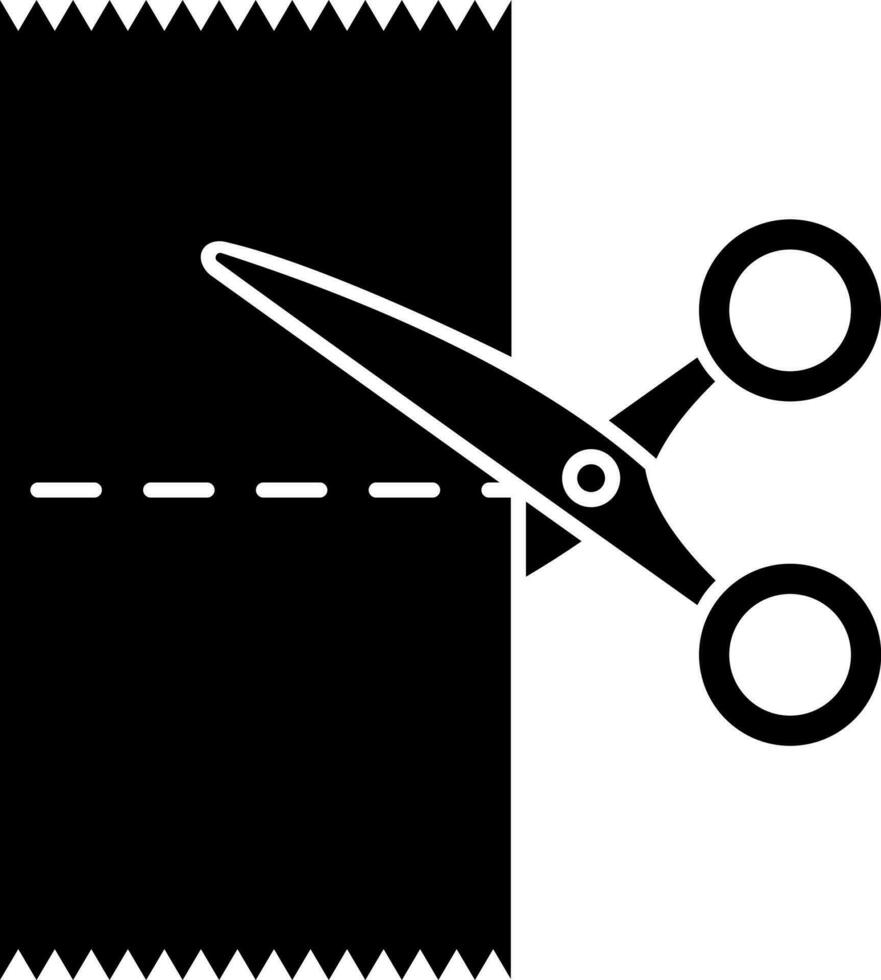 Scissors cutting cloth glyph icon in flat style. vector