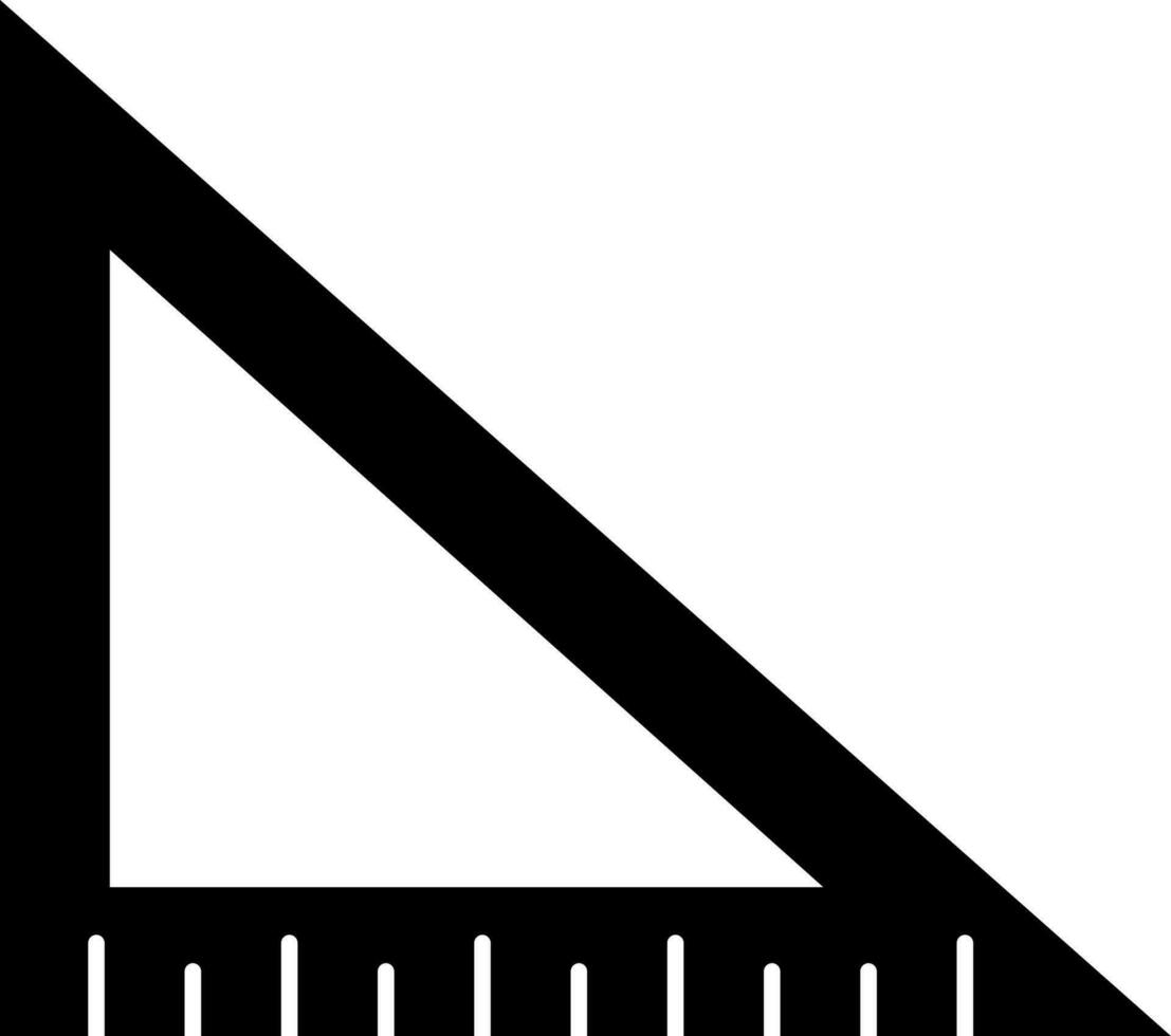 Glyph icon of triangular ruler in Black and White color. vector