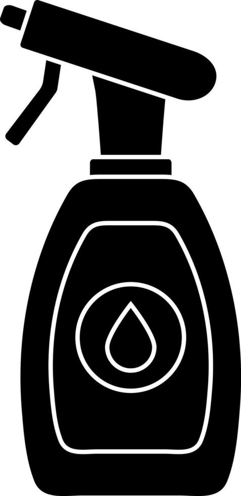 plano estilo rociar botella icono en negro y blanco color. vector