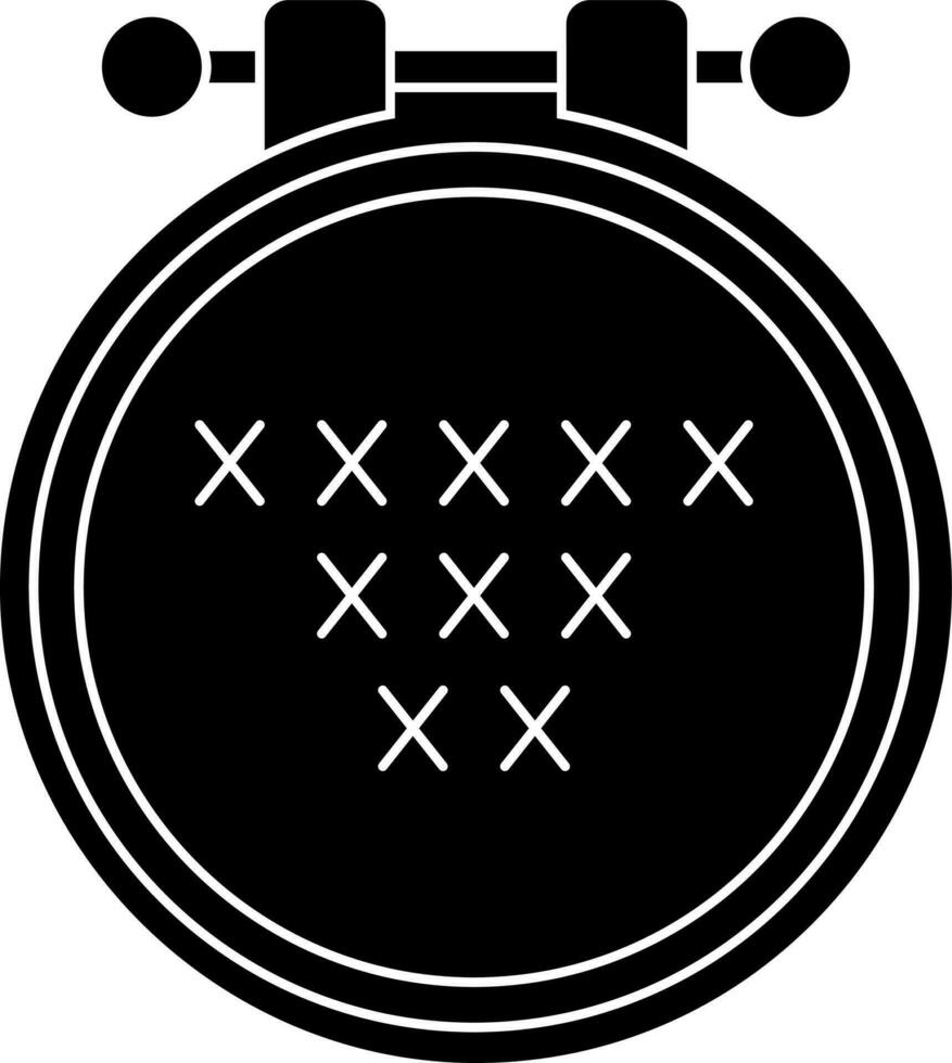 quilting hoop icon or symbol in Black and White color. vector