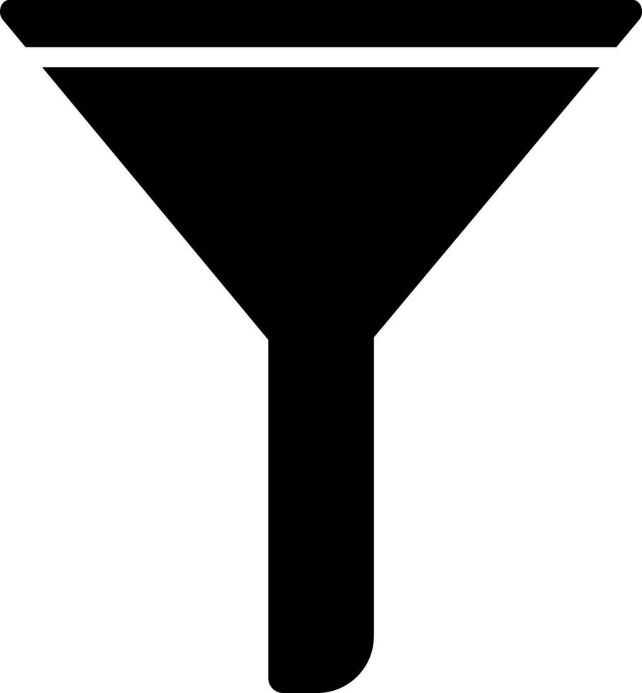 Isolated black funnel or filter. Glyph icon or symbol. vector