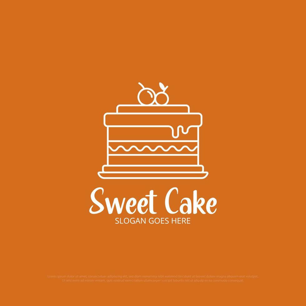 sweet cake logo design vector, outline bread tart icon, can be used as symbols, brand identity, icons, or others vector