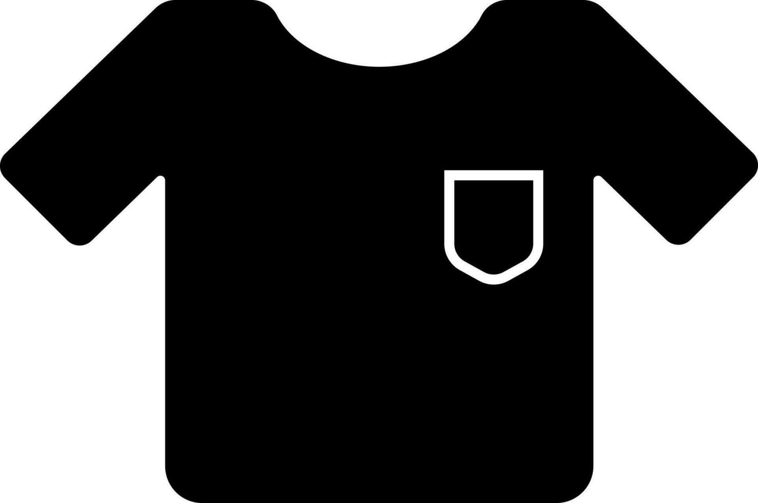 negro y blanco t camisa en plano estilo. glifo icono o símbolo. vector